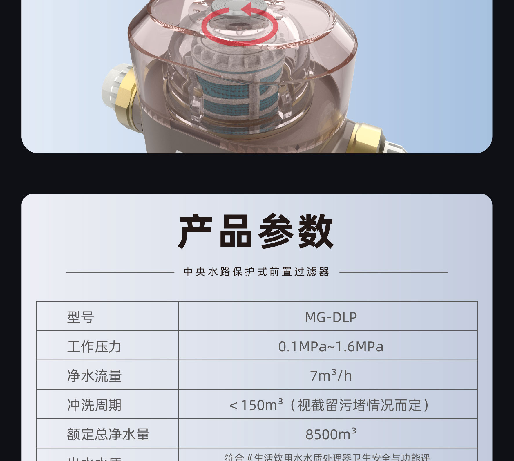 中央水路保护式前置过滤器